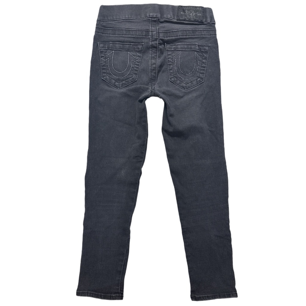 Y2K TRUE RELIGION women's black embroidered lowrise denim capri leggings, XXS.